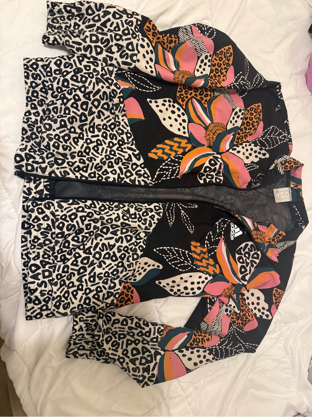 Adidas x Farm Rio Women’s Black Floral-Print Lightweight Jacket